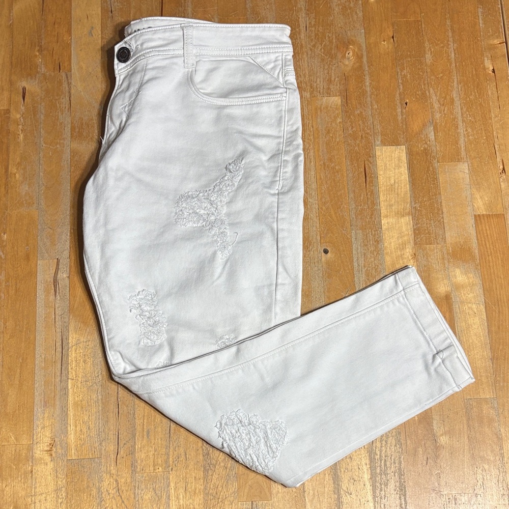 Diesel Men’s Embellished Cropped White Jeans